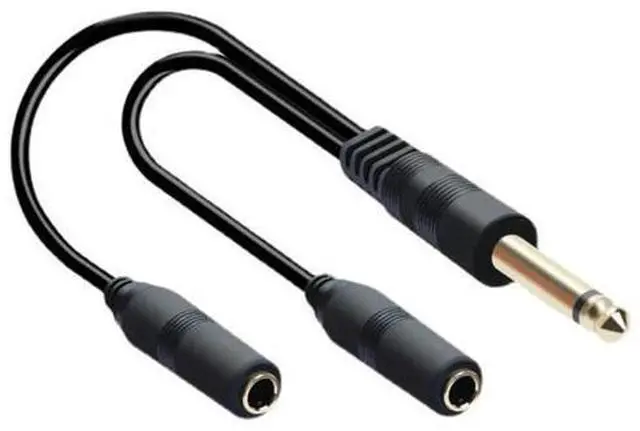 Main image of 6.35 Mm Male To 2 6.35 Mm Female Adapter Cable 1/4 6.35mm Plug To Dual 6.35mm Jack Y Splitter Stereo Audio Cord