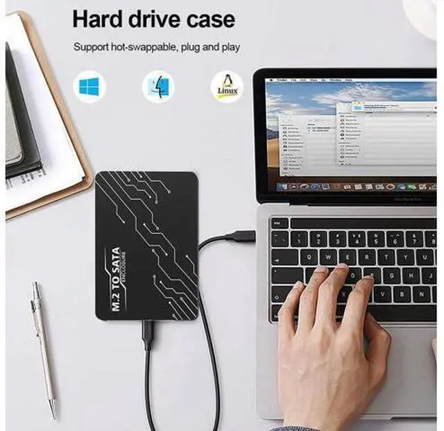 Alt view image 2 of 3 - M.2 Adapter To 2.5 SATA Enclosure with 7mm Case M.2 (NGFF) SSD To SATA III Hard Drive Enclosure for 2230 2242 2260 2280 SSDs