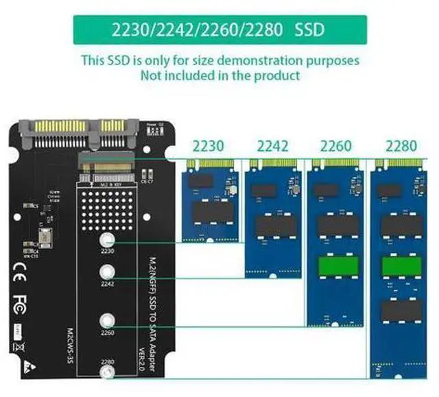 Alt view image 3 of 3 - M.2 Adapter To 2.5 SATA Enclosure with 7mm Case M.2 (NGFF) SSD To SATA III Hard Drive Enclosure for 2230 2242 2260 2280 SSDs