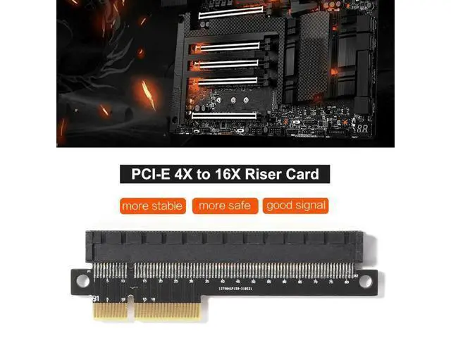 Alt view image 2 of 4 - Desktop Computer PCI-E 4X to 16X Adapter Card PCI-Express 4X Male to Female Port Video Graphics Riser Card Converter