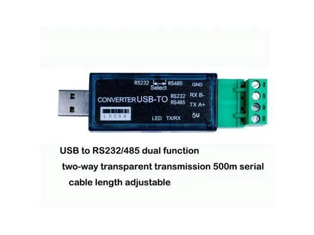 Alt view image 4 of 4 - LX08A USB To 485,USB To RS232 485 Double Function Converter Two-Way Transparent Transmission 500M Serial Cable