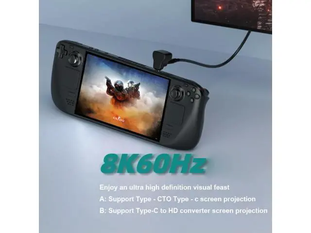 Alt view image 3 of 3 - 1 To 2 USB-C To USB-C USB-A Adapter 20Gbps USB-C Male To USB-C USB-A Female Adapter 8K 60HZ 180 Degree for STEAM DECK/Switch