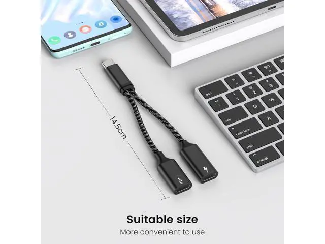 Alt view image 4 of 4 - USB C Splitter USB C to USB C Female Adapter USB Y Splitter Cable(NOT for Monitor)USB C Male to 2USB-C Female Cord Double USB C Port Hub USB C Charging Split Adapter for Mac Xbox One PS5 Laptop