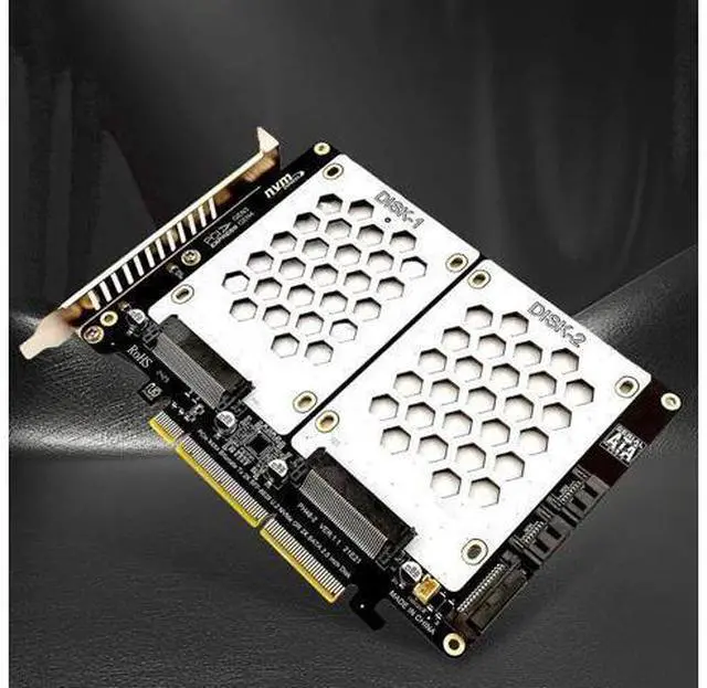 Alt view image 2 of 3 - U.2 Dual Drive Adapter Card with LED Indicator 2.5 Inch SATA Hard Drive To PCIE4.0 Split Card Dual U.2 To PCIe 4.0 X8 Adapter