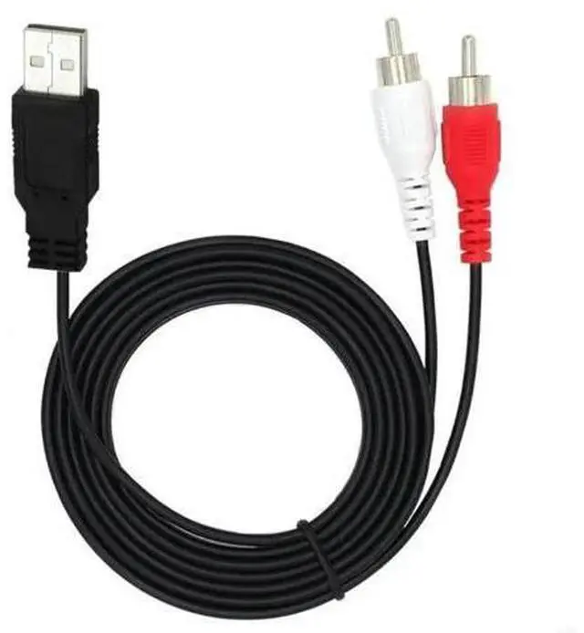 Main image of 1PC Dual RCA Male to USB Male A Composite Adapter Audio Video Data Extension Cable Cord