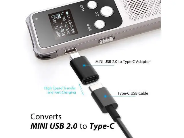 Alt view image 5 of 5 - USB C to Mini USB Adapter, Type C Female to Mini USB 2.0 Male Convert Connector Support Charge & Data Sync Compatible GoPro Hero 3+, MP3 Players, Dash Cam, Digital Camera, Receiver etc(2-Pack) Black