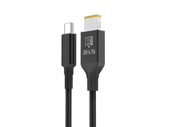 Alt view image 3 of 4 - Type-C To Square Charger Cable 6.75A 20V PD135W Laptop Charger Converter With Indicator Light 2m for Legion Y9000P Y9000K