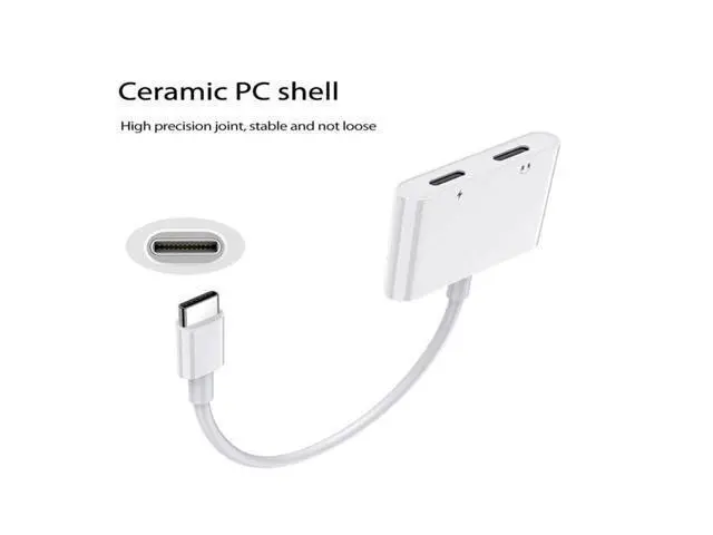 Alt view image 2 of 6 - 2 In 1 Adapter Type-c adapter to eat chicken phone earphone conversion head double c port suport audio output + wire control