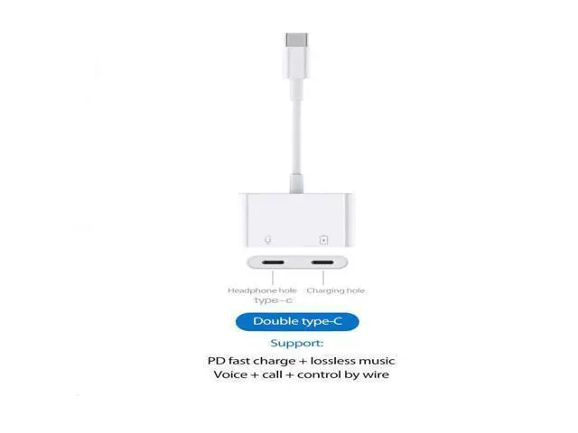 Alt view image 4 of 6 - 2 In 1 Adapter Type-c adapter to eat chicken phone earphone conversion head double c port suport audio output + wire control