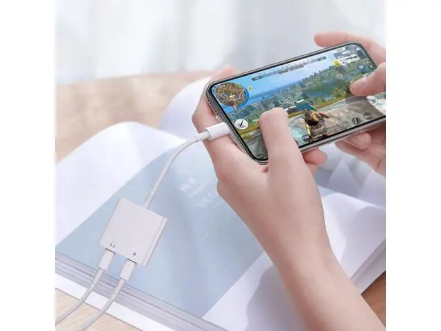 Alt view image 6 of 6 - 2 In 1 Adapter Type-c adapter to eat chicken phone earphone conversion head double c port suport audio output + wire control