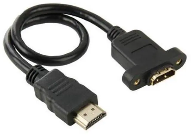 Alt view image 2 of 5 - 30cm HDMI (Type-A) Male to HDMI (Type-A) Female Adapter Cable with 2 Screw Holes