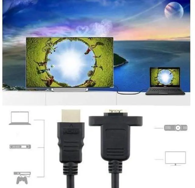 Alt view image 4 of 5 - 30cm HDMI (Type-A) Male to HDMI (Type-A) Female Adapter Cable with 2 Screw Holes