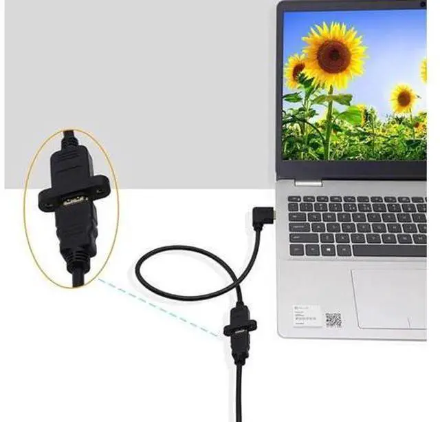 Alt view image 5 of 5 - 30cm HDMI (Type-A) Male to HDMI (Type-A) Female Adapter Cable with 2 Screw Holes