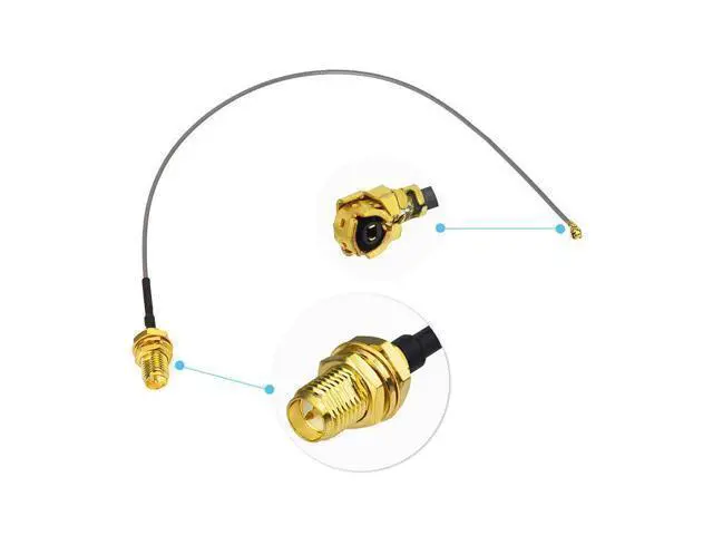 Alt view image 4 of 6 - 2-Pack 6dBi 2.4GHz 5GHz 5.8GHz WiFi RP-SMA Antenna & IPX U.FL Pigtail Cable 15cm