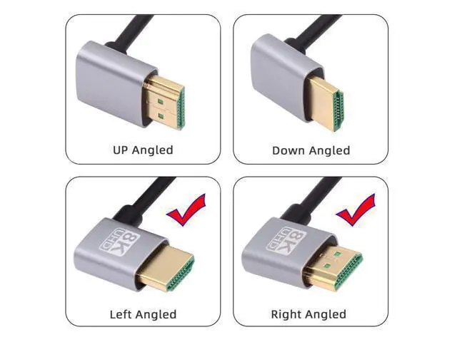 Alt view image 3 of 7 - HDMI 2.1 Ultra Thin HDTV Cable 8K 4K Hyper Super Flexible Slim Cord Left Angled to Right Angled 90 Degree Type-A for Computer HDTV