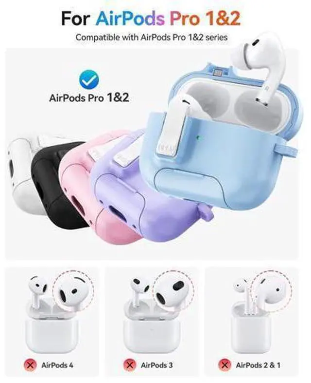 Alt view image 2 of 7 - for AirPods Pro 1st/2nd Gen Case with Stand, MagSafe Charging & Magnetic Lid, Powerful Drop Protection-CP32P-WH