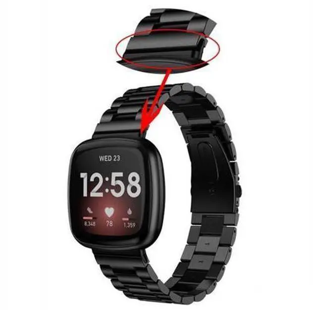 Alt view image 4 of 5 - For Fitbit Versa 4 / Sense 2 1 Pair Universal Metal Watch Band Connectors(Black)
