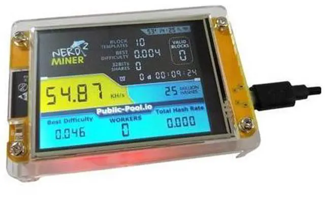Main image of Nerdminer 2 Miner 55-60KH/S 2.8 Inch Display BTC Solo Lottery Miner Bitcoin BTC Miner Solo Nerd Miner With Case