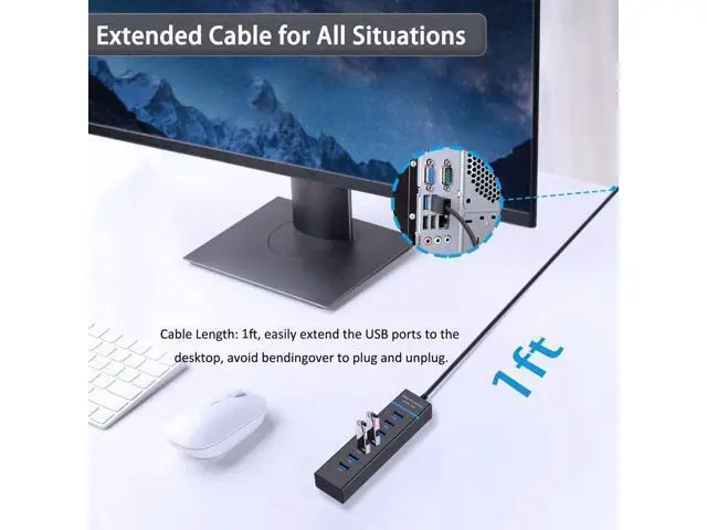 Alt view image 4 of 7 - USB Hub 3.0, ANKKY 7-Port USB Data Hub Splitter for Laptop, PC, MacBook, Mac Pro, Mac Mini, iMac, Surface Pro and More USB Devices-1FT