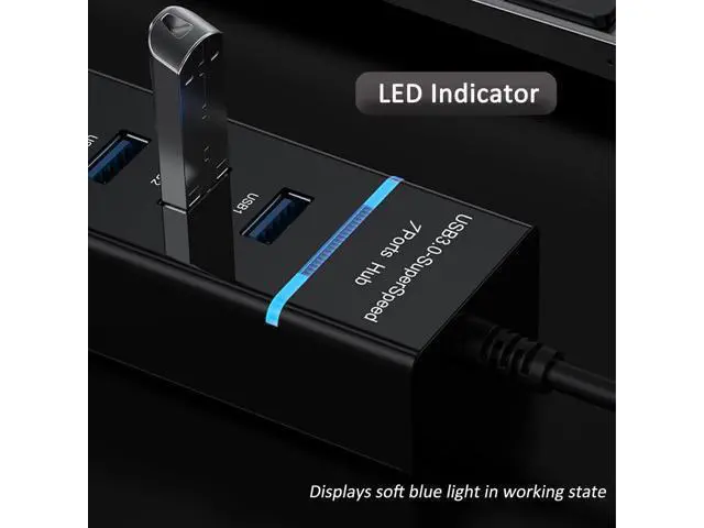 Alt view image 7 of 7 - USB Hub 3.0, ANKKY 7-Port USB Data Hub Splitter for Laptop, PC, MacBook, Mac Pro, Mac Mini, iMac, Surface Pro and More USB Devices-1FT