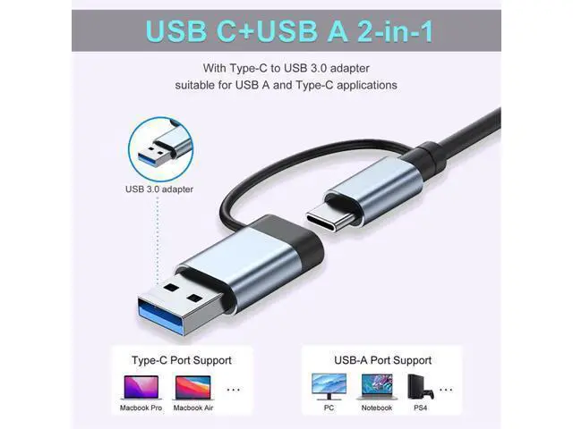 Alt view image 5 of 6 - USB C Hub USB Hub 3.0 VIENON Aluminum 7 in 1 USB Extender USB Splitter with 1 x USB 3.0 4 x USB 2.0 and 2 x USB C Ports for MacBook Pro Air and More PC/Laptop/Tablet Devices
