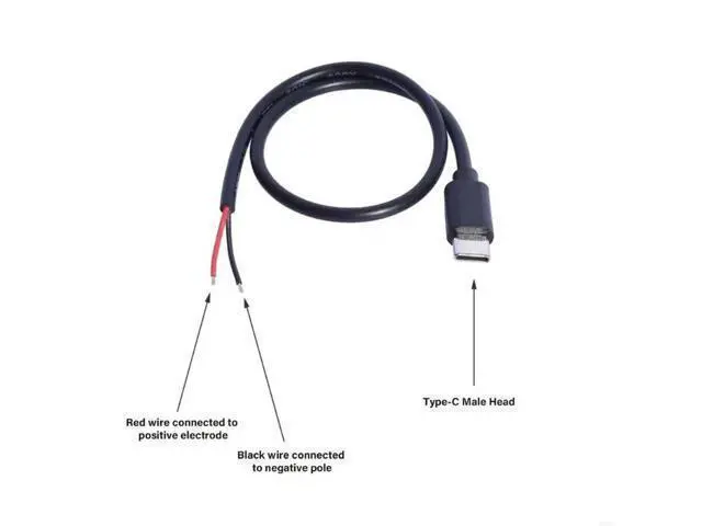 Alt view image 2 of 3 - USB C to 2Pin Bare Wire Open End Cable 5V/2A USB Type C Male 2Pin Pigtail Power Wire Replacement DIY Cable for LED Light