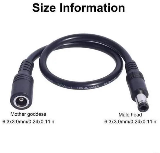 Alt view image 2 of 3 - DC 6.3x3.0mm Male to Female Extension Cable Power Charger Cord for Laptops and Notebook Computer Support 120W Charging