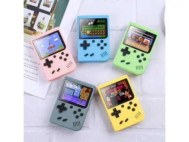 Alt view image 7 of 7 - MK500 Macaron Mini Retro Classic Handheld Game Console for Kids Built-in 500 Games, Support AV Output (Blue) Black