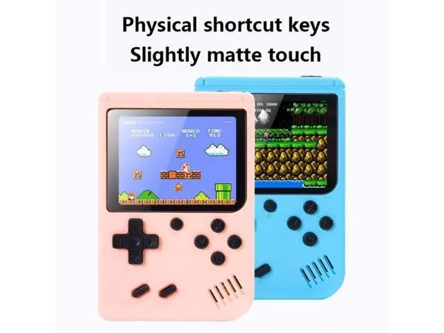 Alt view image 5 of 7 - MK500 Macaron Mini Retro Classic Handheld Game Console for Kids Built-in 500 Games, Support AV Output (Blue) Black