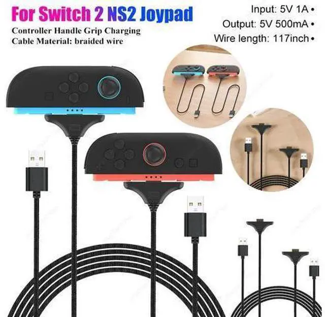 Alt view image 2 of 3 - For NS2 Portable Charger Cable Magnetic Connect Joypad Controller Charger Dual Charging Braided Charger Cable Gaming Accessories