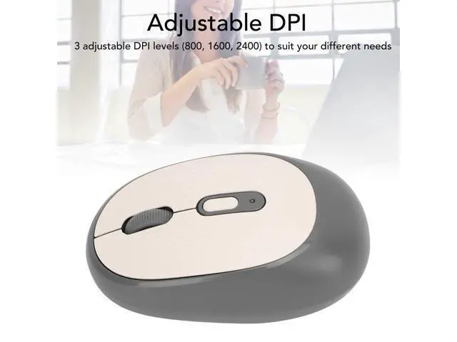 Alt view image 4 of 7 - Wireless Mouse, Quiet Portable 800 1600 2400 DPI 2.4G Cordless Optical Mouse with USB Receiver, for Chromebook Laptop PC (Gray)