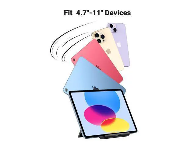 Alt view image 7 of 7 - Tablet Stand Holder Adjustable Portable Desktop Dock Office Compatible with iPad Pro 11 9.7 10.5 Air Mini 5 4 3 2 iPhone 17 16 15 14 13 12 Black