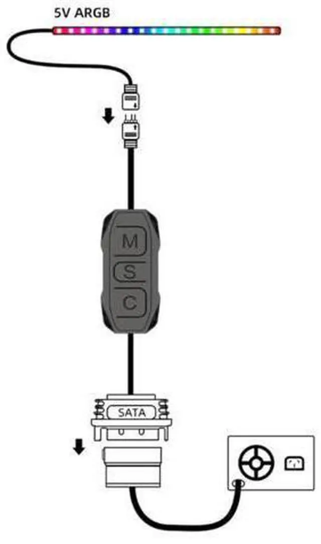 Main image of ARGB Controller 5V 3-pin to SATA Power Supply Mini RGB Controller 3PIN Hub for Desktop Computer Fan LED Light Radiator