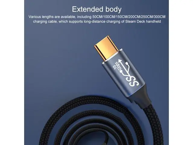Alt view image 4 of 6 - For Steam Deck Gen2 100W USB-C/Type-C Male to USB-C/Type-C Male Stereo Curved Data Cable, Length:3m 3m