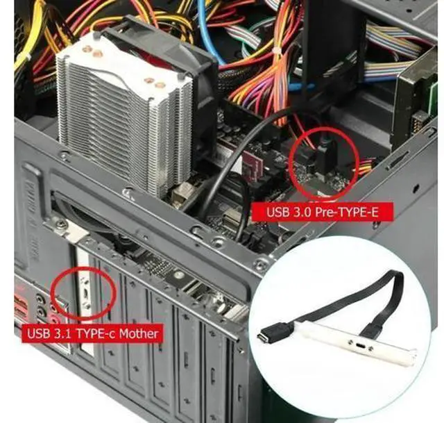 Alt view image 3 of 4 - 30cm USB 3.1 Front Panel Header Type E Male To USB-C Type C Female Motherboard Expansion Cable Connector wire cord with Baffles