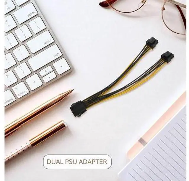 Alt view image 3 of 4 - CPU 8Pin Female 1 To 2 Male 4+4Pin Y Splitter Power Supply Cable Cord 18AWG 20CM