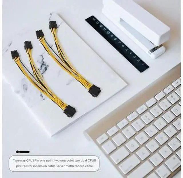 Alt view image 4 of 4 - CPU 8Pin Female 1 To 2 Male 4+4Pin Y Splitter Power Supply Cable Cord 18AWG 20CM