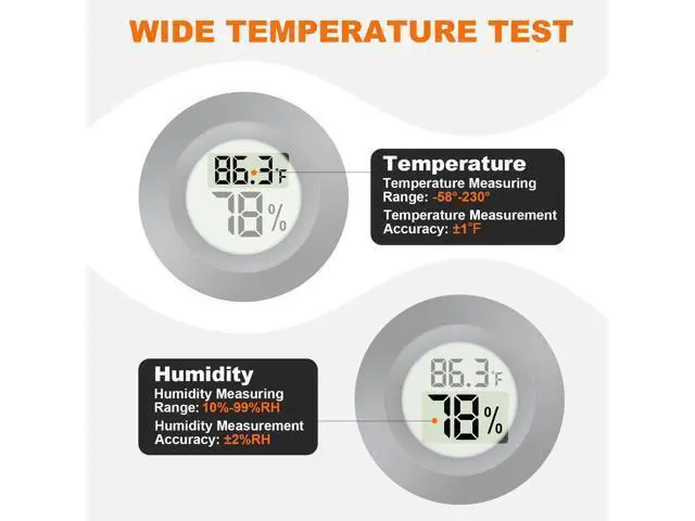 Alt view image 3 of 6 - 2 Pack Hygrometer Thermometer Mini Digital LCD Monitor Indoor/Outdoor Humidity Meter Gauge Temperature for Humidifiers Dehumidifiers Greenhouse Reptile Humidor Fahrenheit/Celsius(/) by QPEUIM