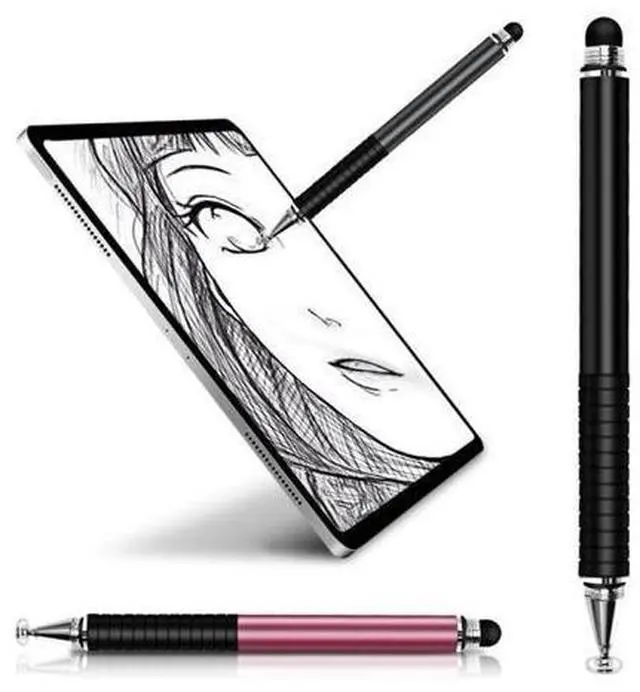 Alt view image 2 of 7 - Suction Cup Dual Touch 2-in-1 Metal Capacitive Stylus Pen (Black)