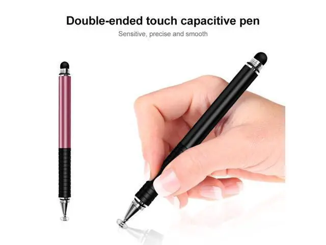 Alt view image 3 of 7 - Suction Cup Dual Touch 2-in-1 Metal Capacitive Stylus Pen (Black)