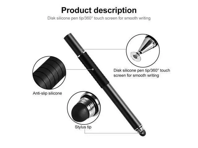 Alt view image 4 of 7 - Suction Cup Dual Touch 2-in-1 Metal Capacitive Stylus Pen (Black)