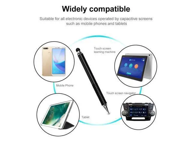 Alt view image 5 of 7 - Suction Cup Dual Touch 2-in-1 Metal Capacitive Stylus Pen (Black)