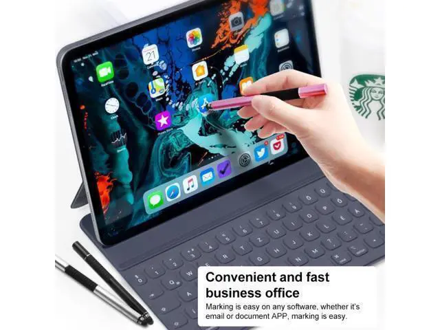 Alt view image 7 of 7 - Suction Cup Dual Touch 2-in-1 Metal Capacitive Stylus Pen (Black)