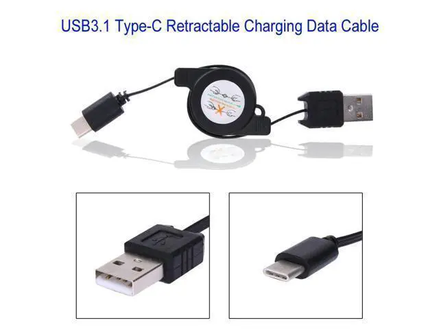 Alt view image 3 of 4 - USB3.1 Type C Data Sync Charger Cable Portable Retractable Data Charger Cable Black Accessories for P9 Honor 8 Mate 9