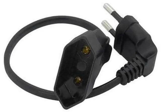 Alt view image 3 of 3 - 0.3m Europea 90 Degree Male Plug To Female Socket Power Extension Cable For PC Computer PDU EU 2Prong Bend Angled Cord