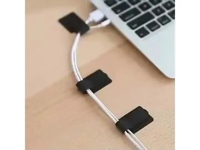 Alt view image 3 of 4 - 10PCS Under Desk Cable Management Wire Organizers Sticky Back Self Adhesive Cable Ties Hook and Loop Straps