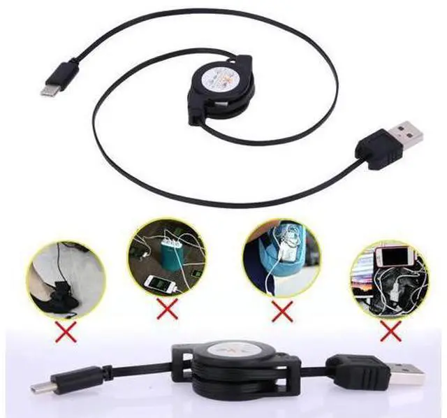 Alt view image 2 of 4 - USB3.1 Type C Data Sync Charger Cable Portable Retractable Data Charger Cable Black Accessories for P9 Honor 8 Mate 9