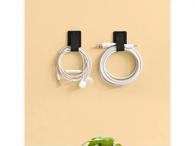 Alt view image 2 of 4 - 10PCS Under Desk Cable Management Wire Organizers Sticky Back Self Adhesive Cable Ties Hook and Loop Straps