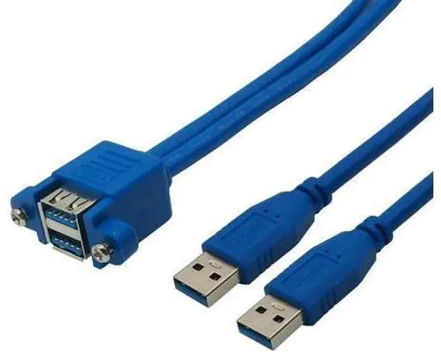 Alt view image 2 of 3 - USB 3.0 Extension Cable Dual USB3.0 Male to Dual USB3.0 Femalewith Screw Panel Mount 50cm