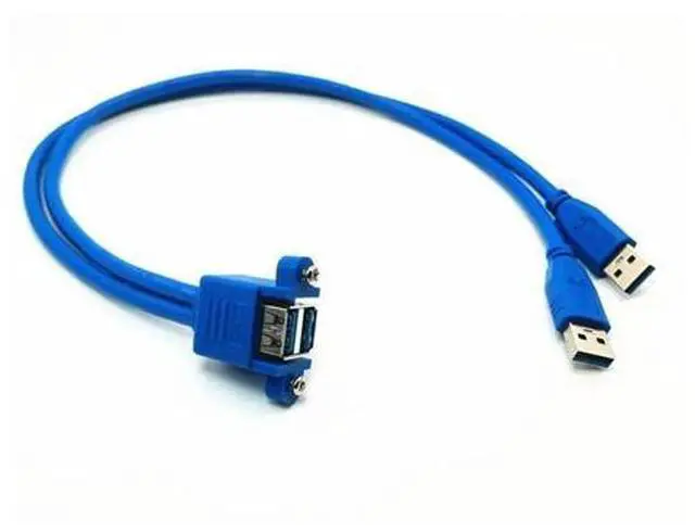 Alt view image 3 of 3 - USB 3.0 Extension Cable Dual USB3.0 Male to Dual USB3.0 Femalewith Screw Panel Mount 50cm